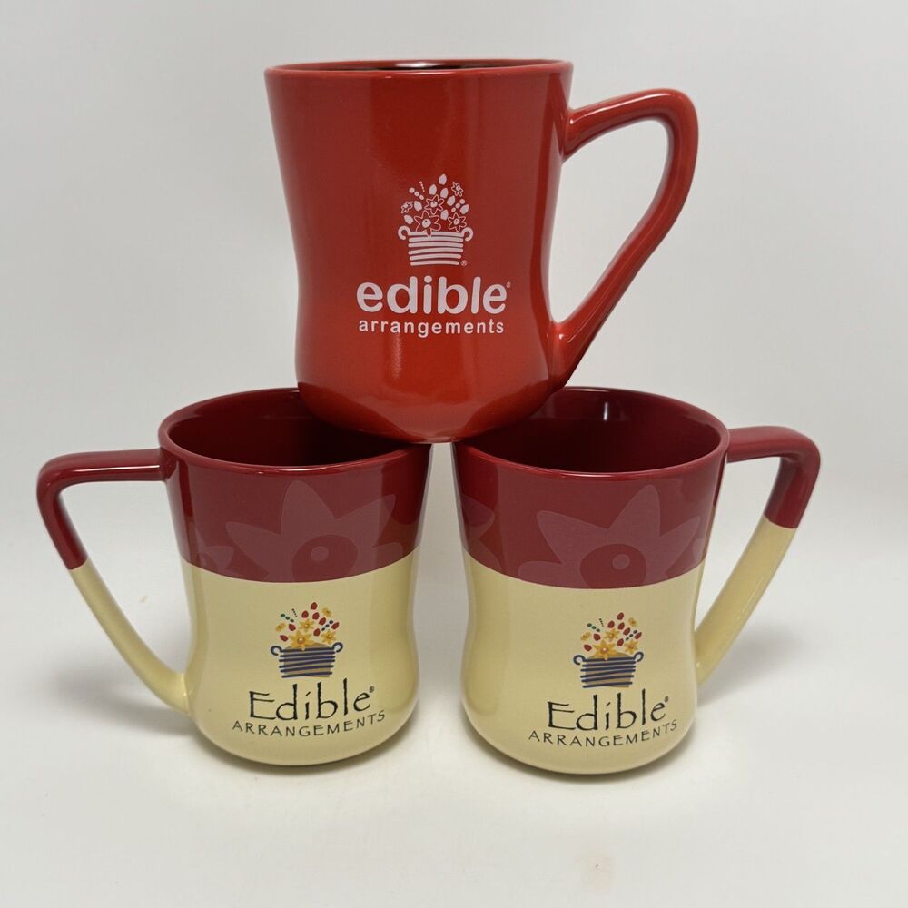 Edible Arrangements Ceramic Coffee Mug With Grip Handles Set of 3